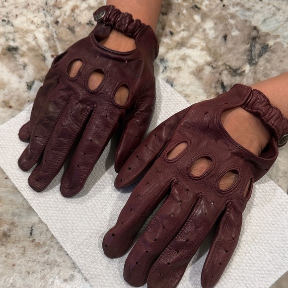 Dior men driving burgundy leather Gloves size medium